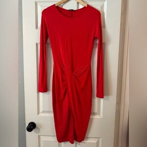Tart Red Long midi Sleeve Dress